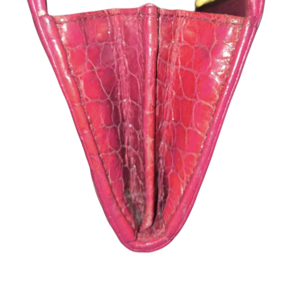 Miu Miu Dark Fuchsia Croc Embossed Leather Long Zip Wallet With COA - Picture 10 of 12